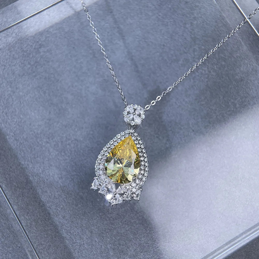 MuShan Jewelry 925 Sterling Silver Necklace Pendant Chain HCD Diamonds Valentine Gift Minimalist Style Women Necklaces Jewelry