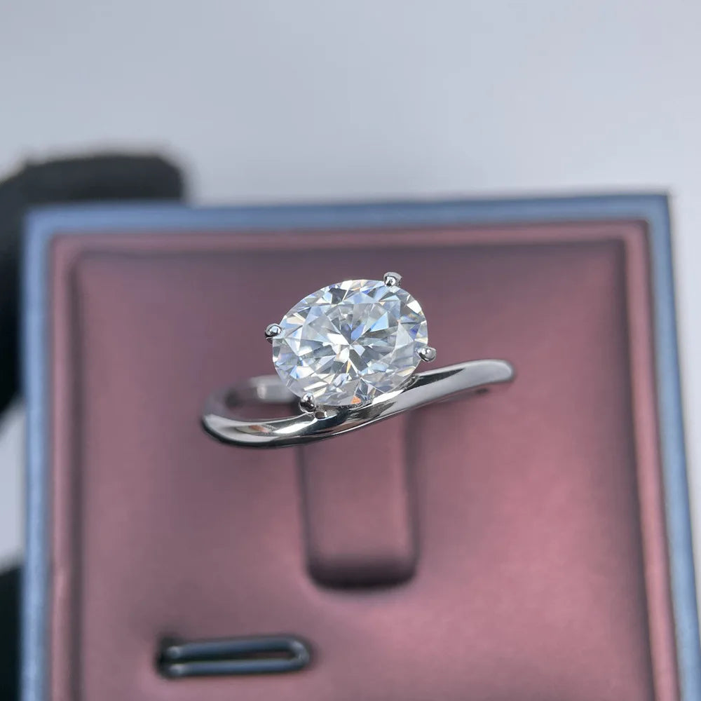 Anillo de plata de ley 925 de MuShan Luxury Jewelry, anillo minimalista de moissanita para amiga, bañado en oro de 18 quilates, joyería fina con patente MST