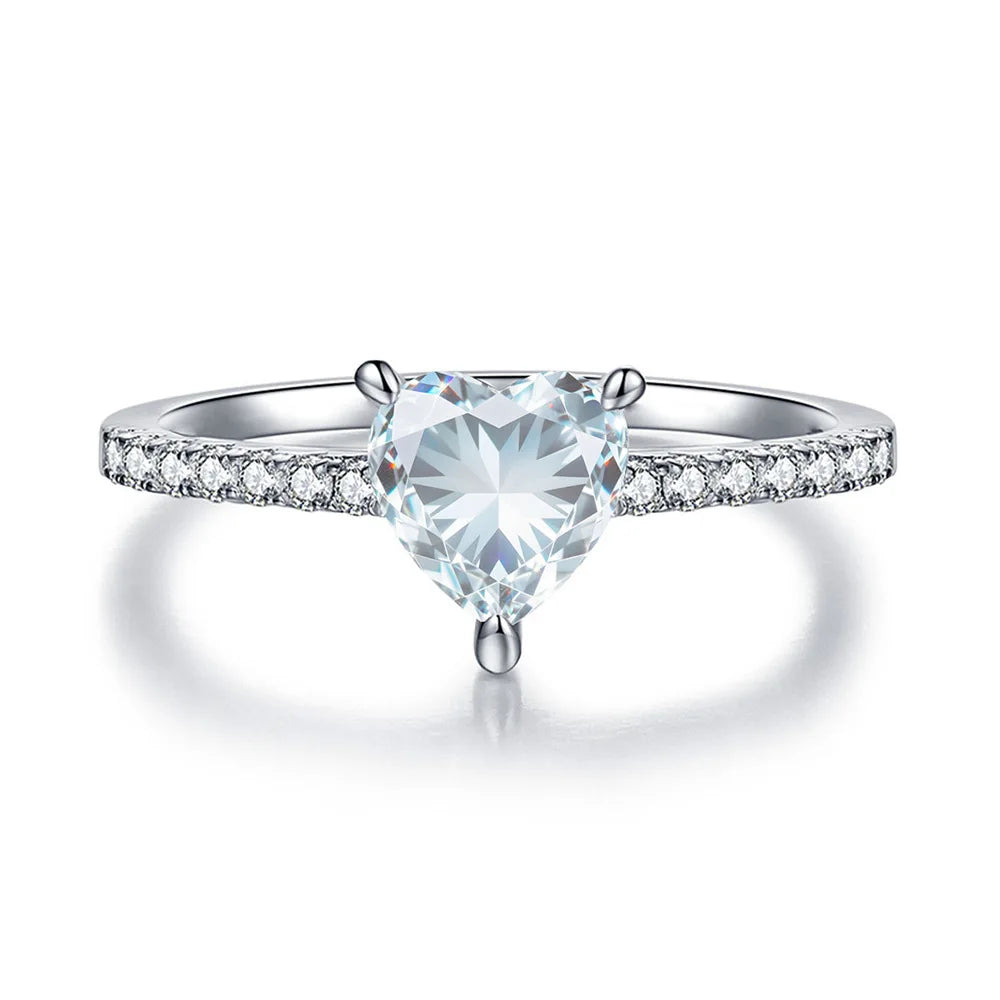Anillo de diamantes amarillos en forma de corazón MUSHAN Luxury Jewelry, anillo de plata pura S925 con encanto femenino