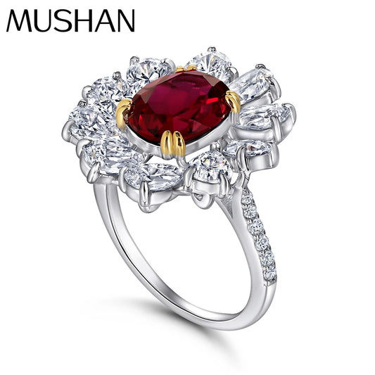 MuShan Designer Jewelry 925 Sterling Silver Ring Zircon 7A Grade Asscher Eternity for Girls Real Gold Plated Fine Jewelry Rings