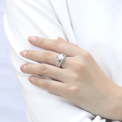 Anillo de plata de ley 925 con circonita de grado 7A de MuShan Luxury Jewelry, radiante para el día, ideal para esposa, joyería fina chapada en oro real.