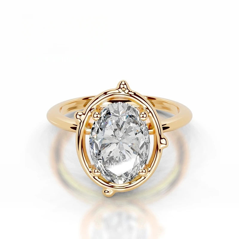 MuShan Designer Jewelry 925 Sterling Silver Ring Round Moissanite Gorgeous Ring Ladies 18K Gold Plated MST Patent Fine Rings