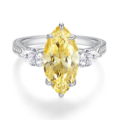 MUSHAN Luxury Jewelry S925 Pure Silver Yellow Diamond Ring  Ice Flower Cut 8a Zircon Stone Setting For Women