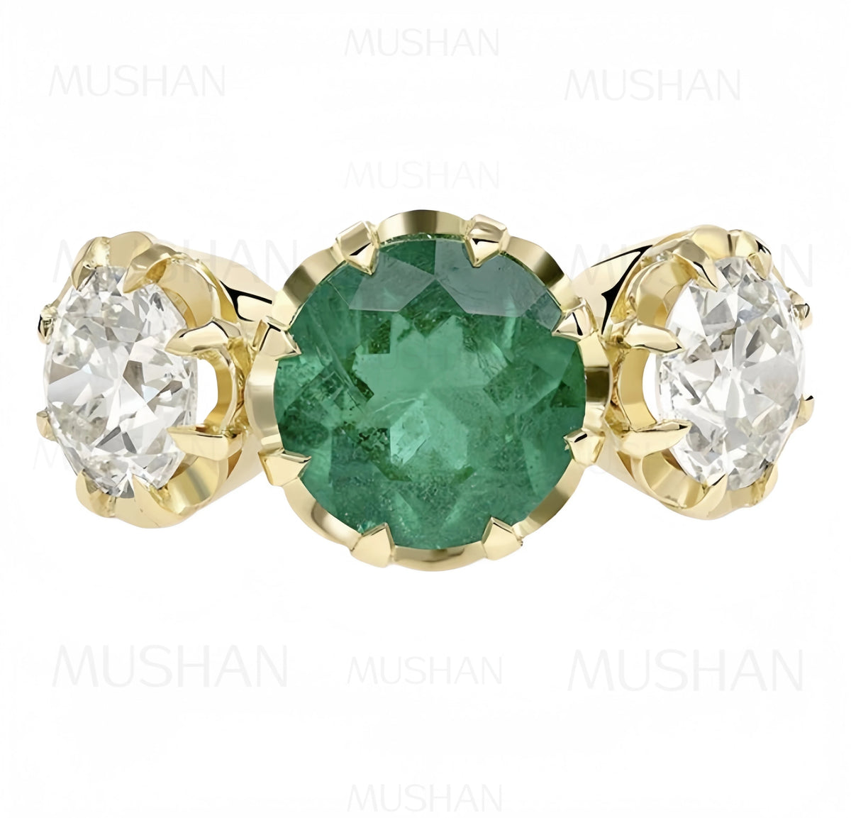 MUSHAN Custom Jewelry 925 Sterling Silver Ring Band Lab Grown Ruby Emerald Sapphire Ring for Women 18K Gold Plated Wedding Rings