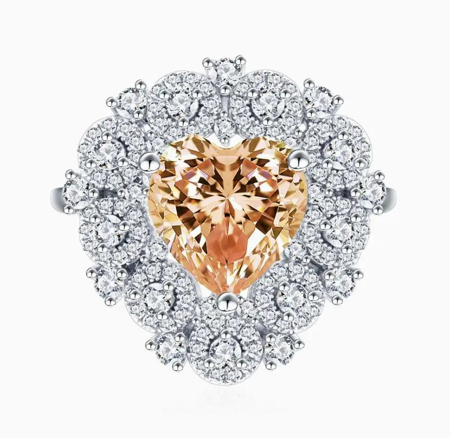 MUSHAN Luxury Jewelry 925 Sterling Silver Rings For Women Wedding Party Heart Shape Ring Bands CMA Certificate s925 Fine Jewelry