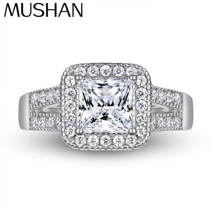 MuShan Jewelry 925 Sterling Silver Timeless Engagement Ring 7A Cubic Zirconia Valentine Rings Bands Rings Bands  Women Gift