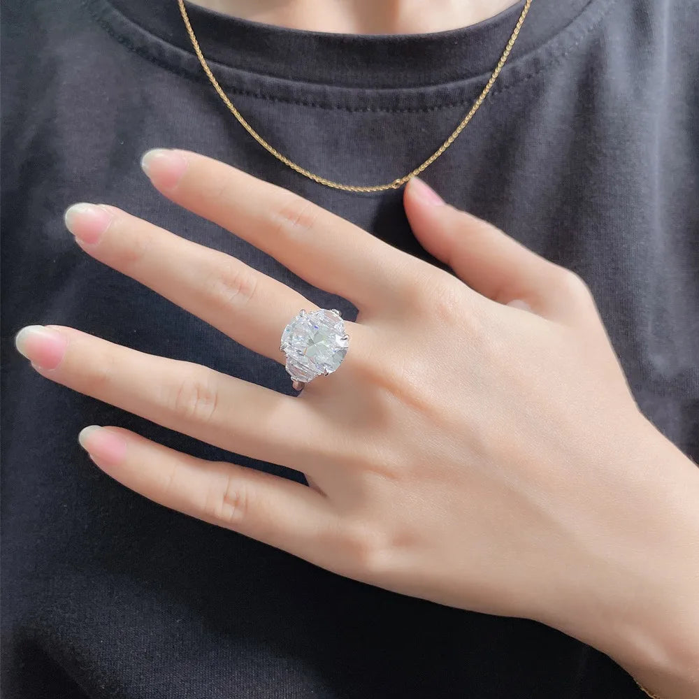 Bague MUSHAN Luxury Jewelry en argent sterling 925 pour femme, diamant moissanite taille émeraude certifié GRA, couleur D, joaillerie fine