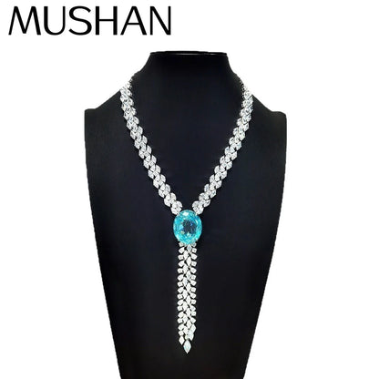 MuShan Brand Jewelry 925 Sterling Silver Necklace Lab Grown Ruby Oval Romantic Gift for Women 18K Gold Plated Anniversary Neckla