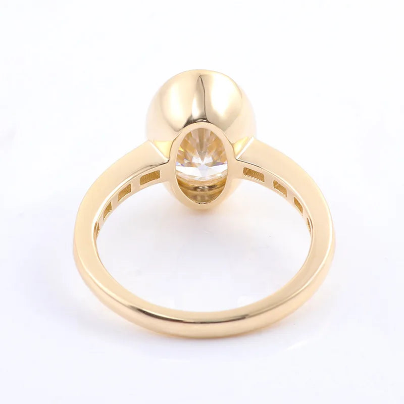 MUSHAN Luxury Custom 3ct Moissanite Diamond Rings Band For Women Egg Shape Gemstones Real 10K 14K 18K Gold Jewelry Ring Band