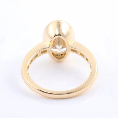 MUSHAN Luxury Custom 3ct Moissanite Diamond Rings Band For Women Egg Shape Gemstones Real 10K 14K 18K Gold Jewelry Ring Band