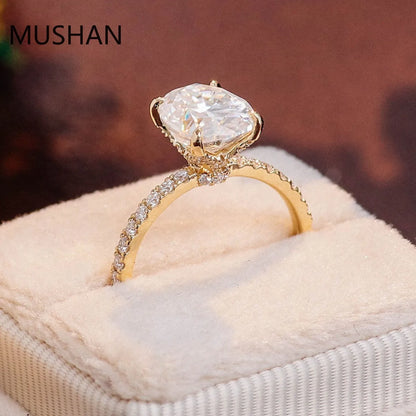 MUSHAN Luxury Custom 14K 18K Gold Rings Band Jewelry With Moissanite Diamond Lab Grown Gemstones Diamond Wedding Ring For Women