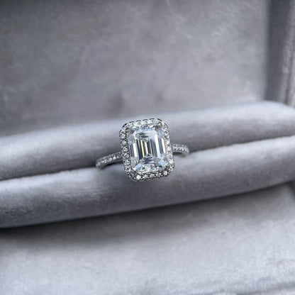 MUSHAN Luxury Jewelry 925 Sterling Silver Ring Band Women GRA Certificated Moissanite Diamond Emerald D Color Rings Fine Jewelry