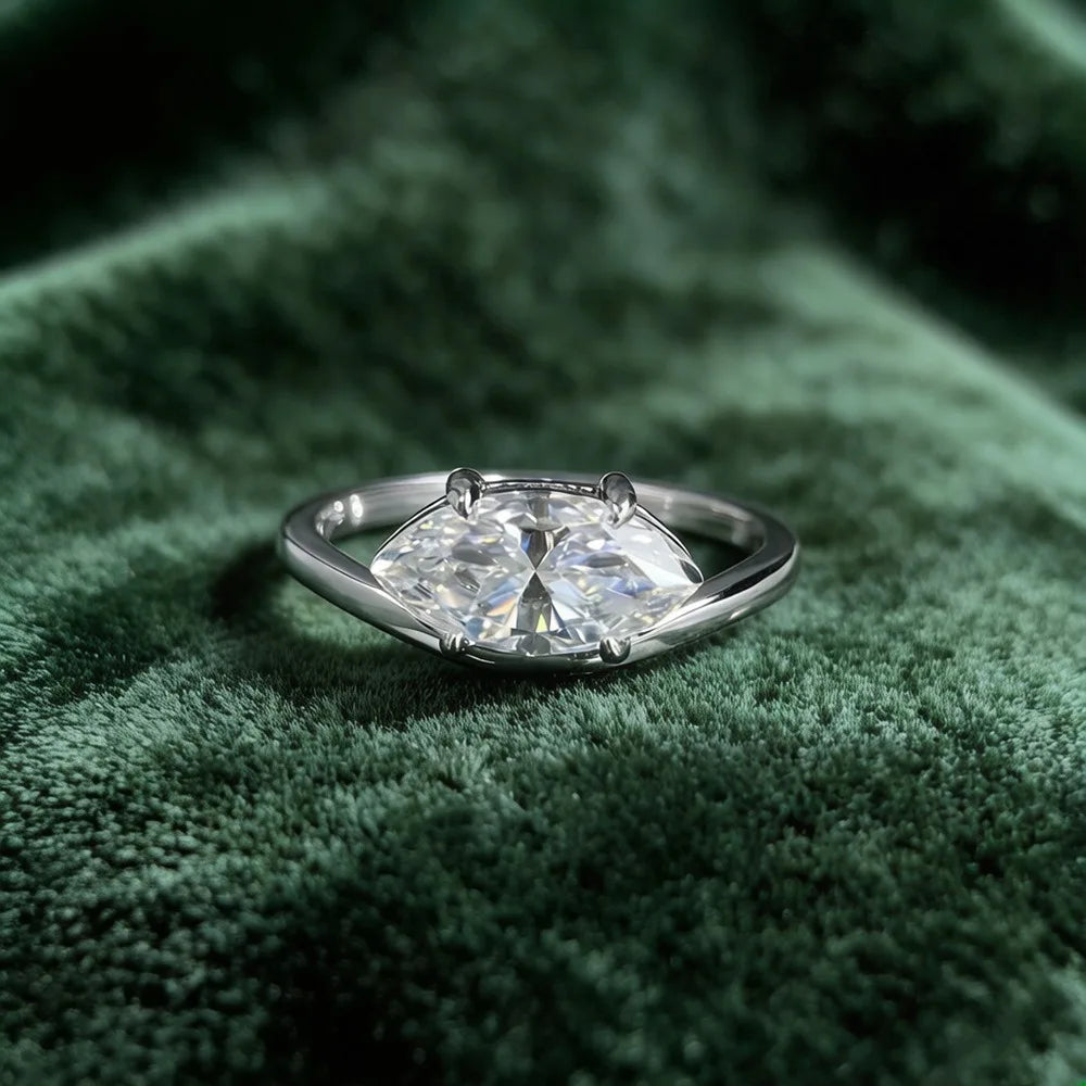Anillo de lujo MUSHAN de plata de ley 925 para mujer, con diamante de moissanita certificado por GRA, color esmeralda D, joyería fina