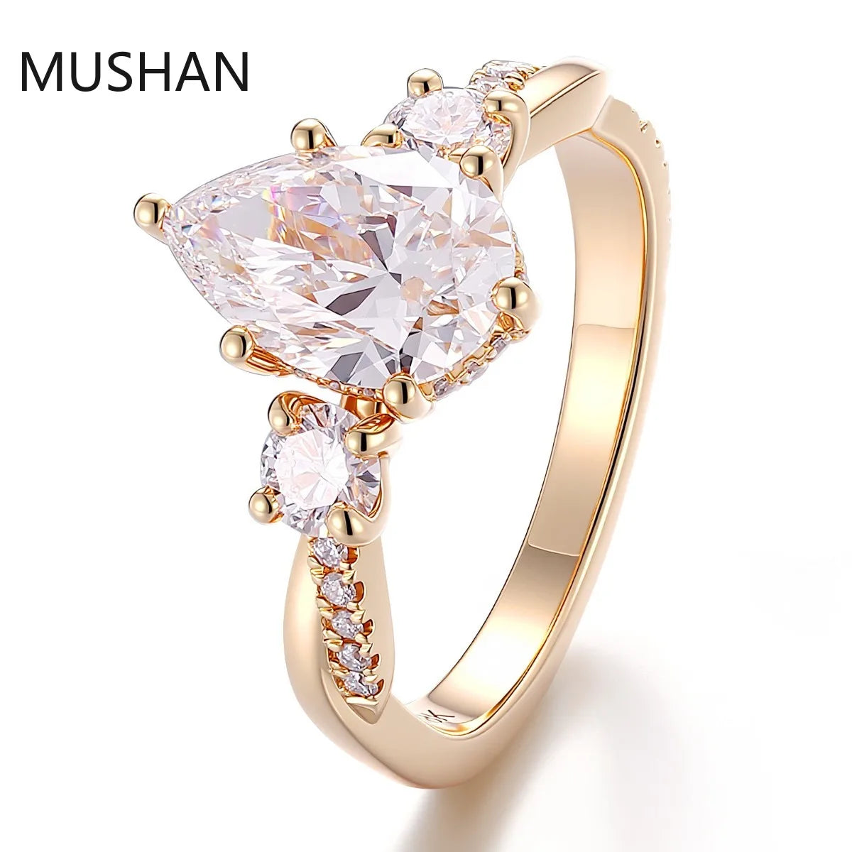 MUSHAN Luxury Custom 14K 18K Gold Rings Band Jewelry With Moissanite Diamond Lab Grown Gemstones Diamond Wedding Ring For Women