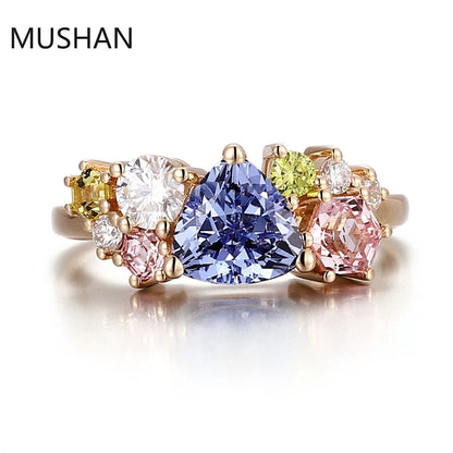 MUSHAN Luxury Custom 14K 18K Gold Rings Band Jewelry With Moissanite Diamond Lab Grown Gemstones Diamond Wedding Ring For Women