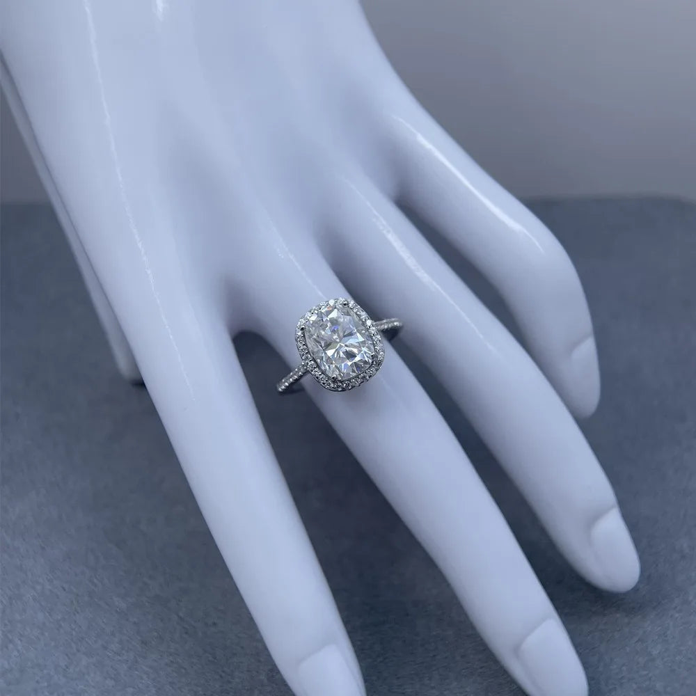 MUSHAN Luxury Jewelry 925 Sterling Silver Ring Band Women GRA Certificated Moissanite Diamond Emerald D Color Rings Fine Jewelry