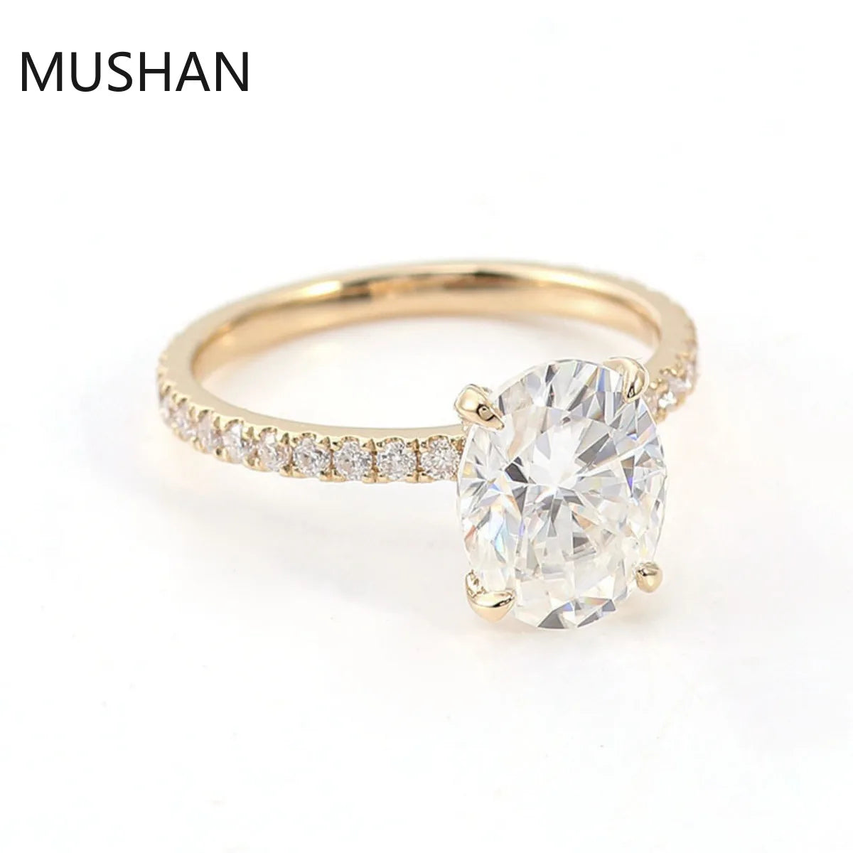 MUSHAN Luxury Custom 14K 18K Gold Rings Band Jewelry With Moissanite Diamond Lab Grown Gemstones Diamond Wedding Ring For Women