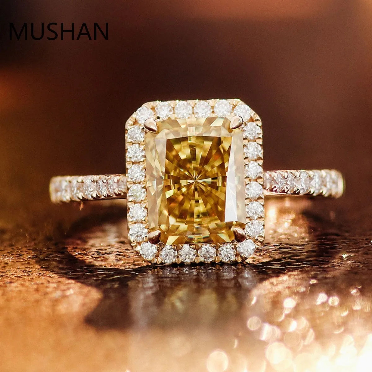 MUSHAN Luxury Custom 14K 18K Gold Rings Band Jewelry With Moissanite Diamond Lab Grown Gemstones Diamond Wedding Ring For Women
