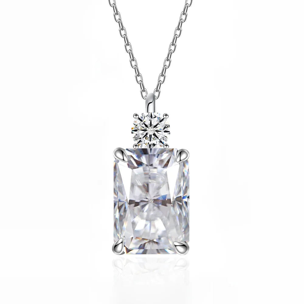 MUSHAN Luxury Jewelry 7ct 8*10 Rectangular Necklace For Women Made Of 925 Silver With Ice Flower Cut High-Carat Diamond Pendant