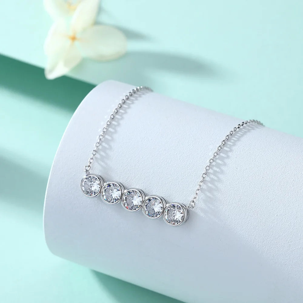 MuShan Jewelry 925 Sterling Silver Necklace Pendant Chain HCD Diamonds Mother Day Gift Girlfriend Gift Women Necklaces Jewelry