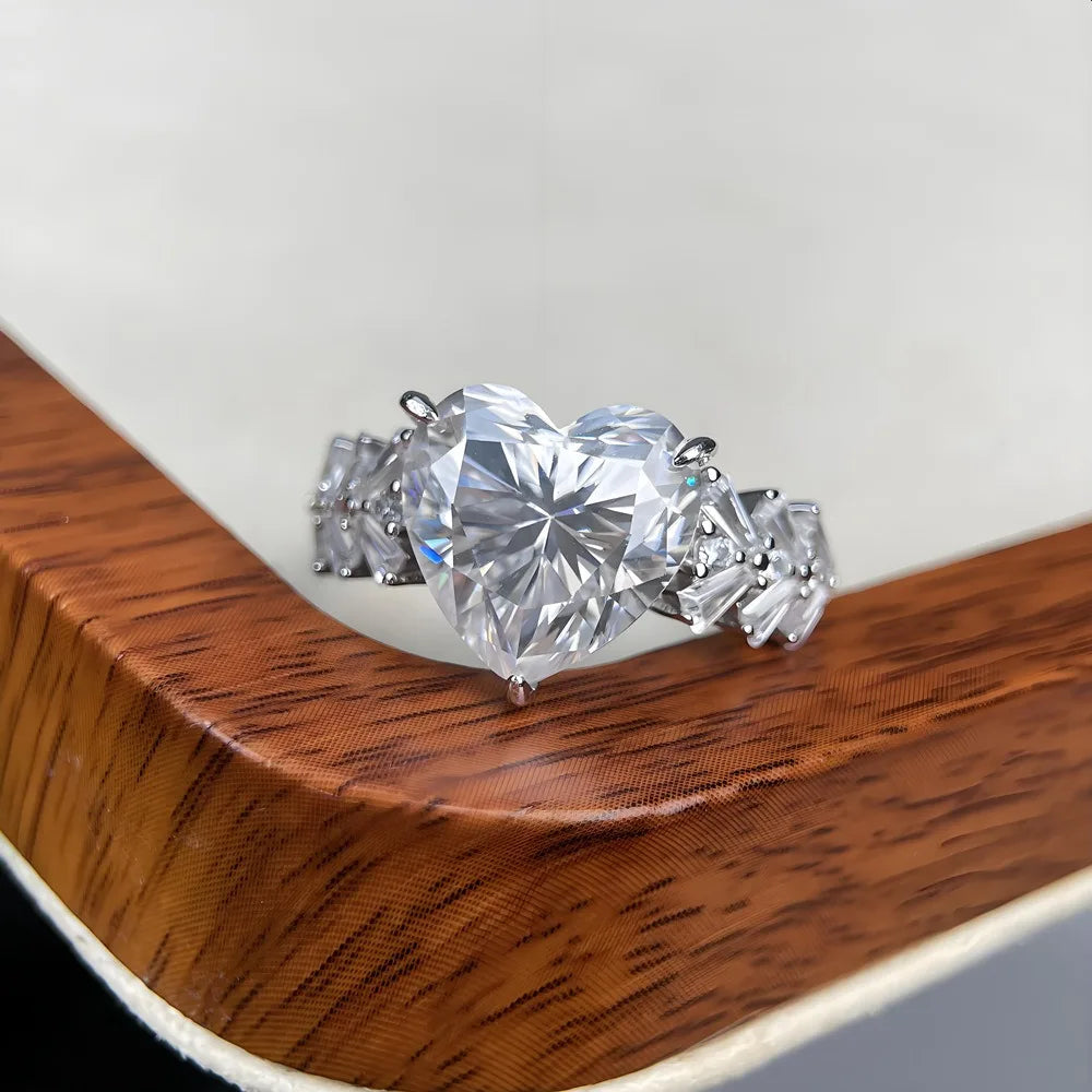 Bague MUSHAN Luxury Jewelry en argent sterling 925 pour femme, diamant moissanite taille émeraude certifié GRA, couleur D, joaillerie fine