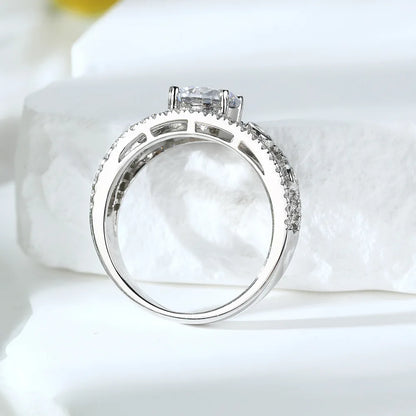 Anillo de plata de ley 925 marca MuShan con circonita cúbica 5A en forma de corazón para novia, joyería fina con baño de oro real de 18K