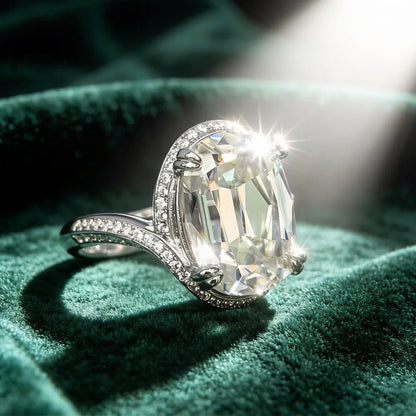 Anillo de joyería de lujo MUSHAN de plata de ley 925 para mujer, anillo de diamantes de moissanita con certificado GRA, esmeralda, color D, joyería fina
