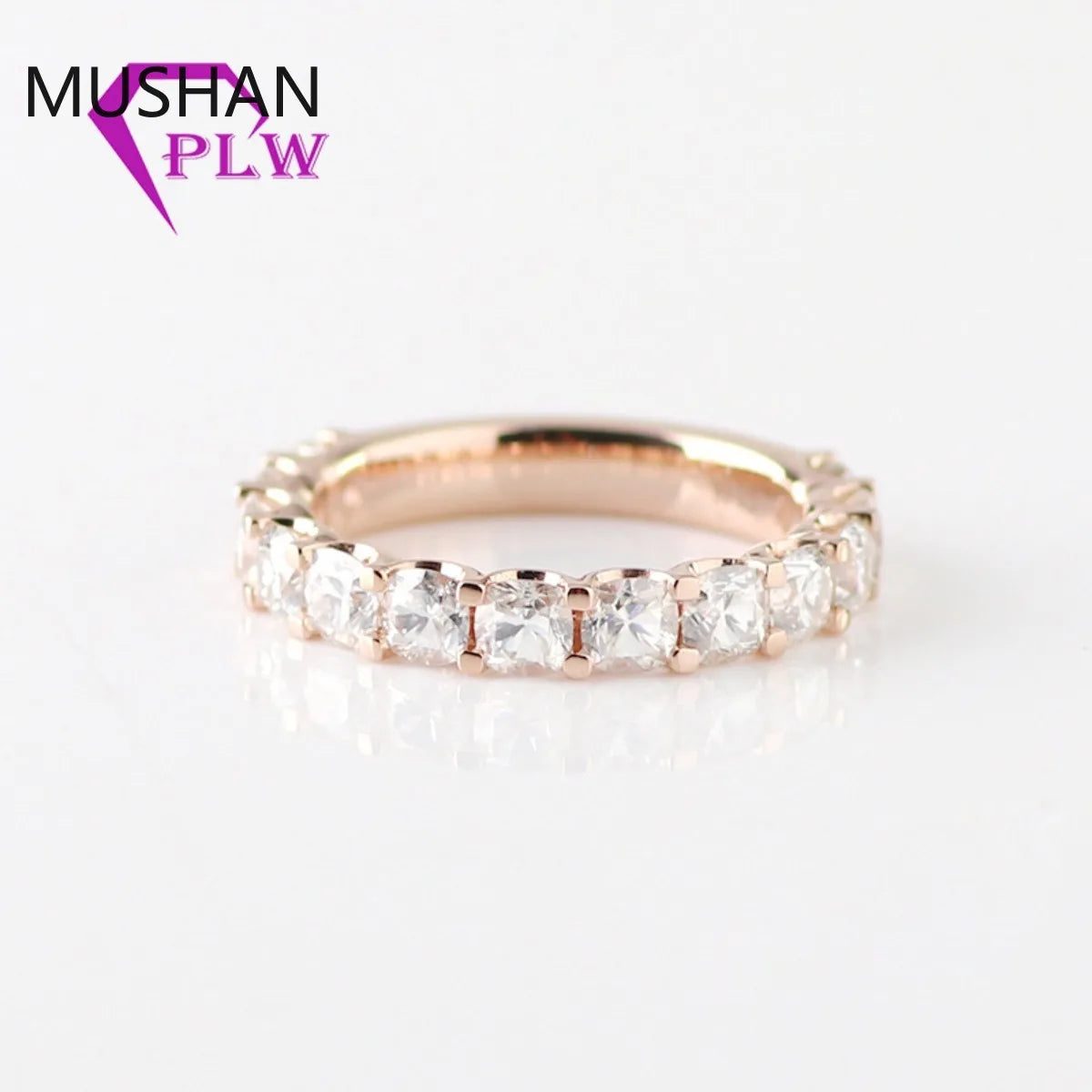 Anillo de boda MUSHAN de lujo personalizado en oro de 14K o 18K con diamantes de moissanita y piedras preciosas cultivadas en laboratorio para mujer