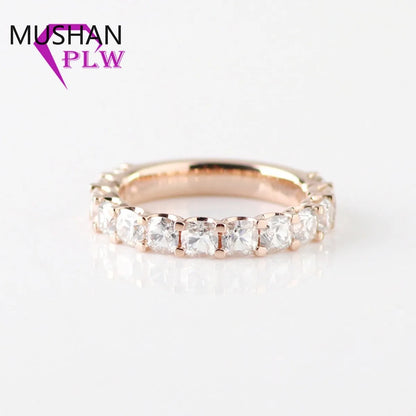 Anillo de boda MUSHAN de lujo personalizado en oro de 14K o 18K con diamantes de moissanita y piedras preciosas cultivadas en laboratorio para mujer