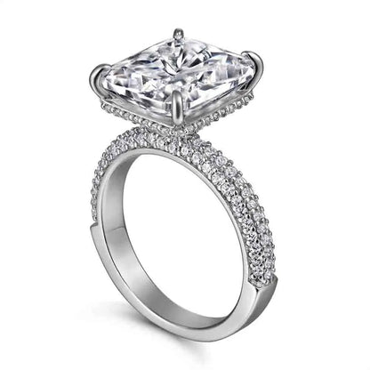 MuShan Jewelry 925 Sterling Silver Rings Bands Engagement Ring 5A Cubic Zirconia Elegant Anniversary Rings Bands  Women Gift