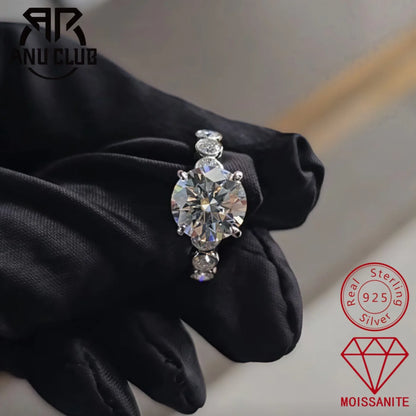 MUHAN Luxury Jewelry  925 Sterling Silver Ring Wedding Band  Women GRA Certificate Moissanite Diamond Rings D Color Fine Jewelry