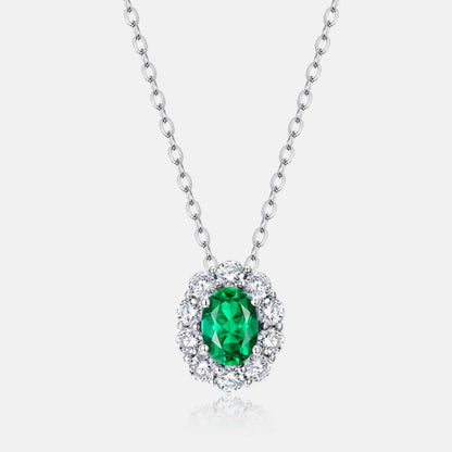 MUSHAN Luxury Jewelry 925 Sterling Silver Chain Pendant Necklace Lab Grown Emerald Ruby Gemstones Necklaces Pendants GRC Jewelry
