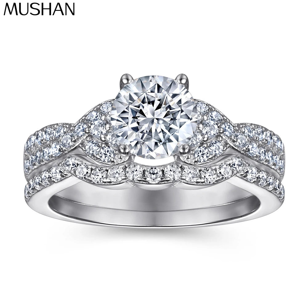 Anillo de plata de ley 925 marca MuShan con circonita de grado 5A, corte cojín, ideal para bodas y fiestas, joyería fina para mujer chapada en oro de 18K