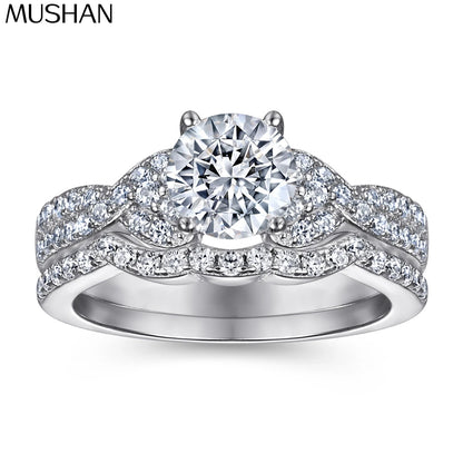 Anillo de plata de ley 925 marca MuShan con circonita de grado 5A, corte cojín, ideal para bodas y fiestas, joyería fina para mujer chapada en oro de 18K