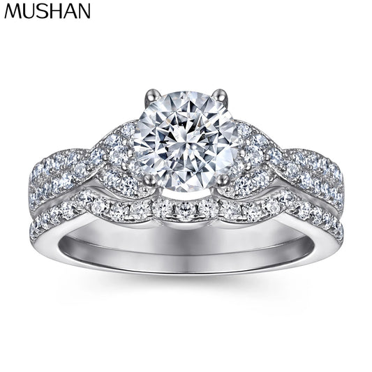 MuShan Brand Jewelry 925 Sterling Silver Ring Zircon 5A Grade Cushion Bridal Party Women 18K Gold Plated Fine Jewelry Rings