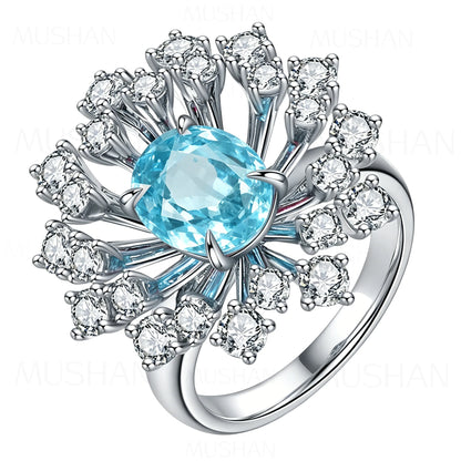 MUSHAN Custom Jewelry 925 Sterling Silver Ring Band Lab Grown Ruby Emerald Sapphire Paraiba Gemstones Rings For Women Jewelryr