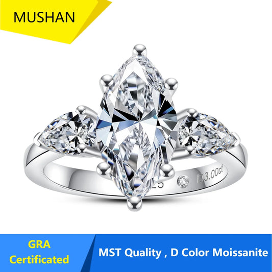 MUHAN Luxury Jewelry  925 Sterling Silver Ring Wedding Band  Women GRA Certificate Moissanite Diamond Rings D Color Fine Jewelry