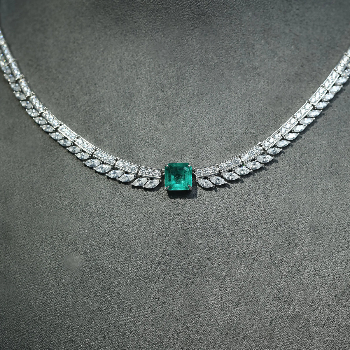 MuShan Jewelry 925 Sterling Silver Necklace Fine HCD Gemstones HCD Diamond Precious 925 Sterling Silver Necklace Accessories