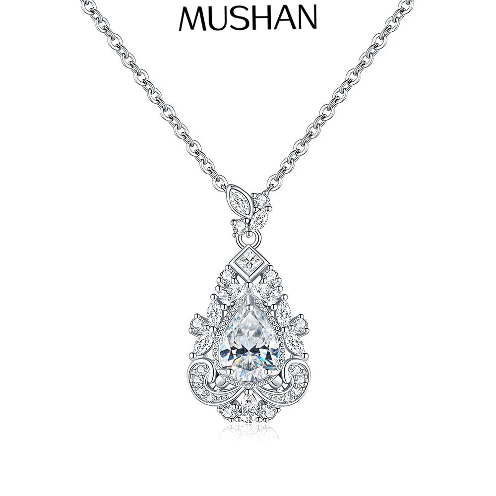 MuShan Luxury Jewelry 925 Sterling Silver Chain Necklace Brilliant Moissanite Bridal Girls Gold Vermeil MST Patent Fine Jewelry