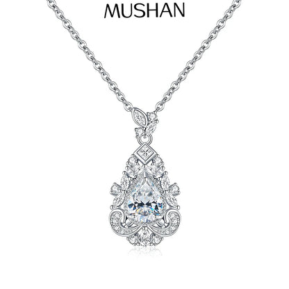 MuShan Luxury Jewelry 925 Sterling Silver Chain Necklace Brilliant Moissanite Bridal Girls Gold Vermeil MST Patent Fine Jewelry