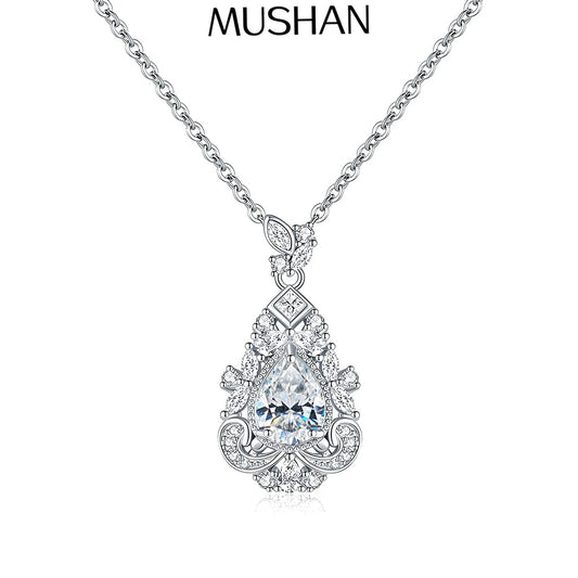 MuShan Luxury Jewelry 925 Sterling Silver Chain Necklace Brilliant Moissanite Bridal Girls Gold Vermeil MST Patent Fine Jewelry