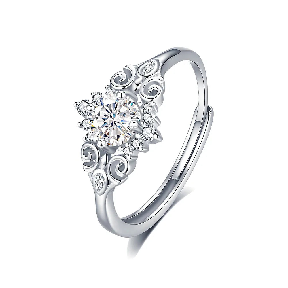 MuShan Brand Jewelry 925 Sterling Silver Ring VVS Moissanite Engagement Ring for Partner 18K Real Gold Plated MST Patent Rings