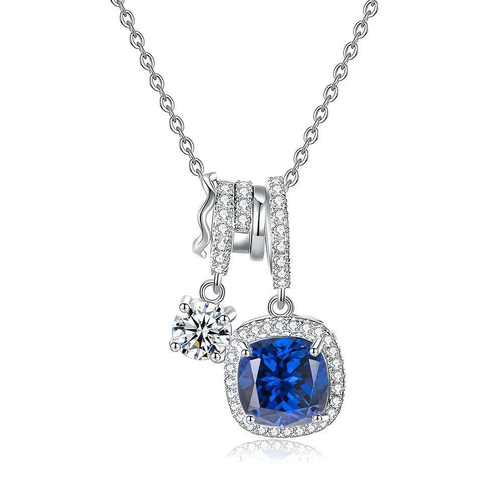 MuShan Jewelry 925 Sterling Silver Necklace Pendant Chain HCD Gemstones Anniversary Gift Daughter Gift Women Necklaces Jewelry