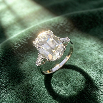MUSHAN Luxury Jewelry 925 Sterling Silver Ring Band Women GRA Certificated Moissanite Diamond Emerald D Color Rings Fine Jewelry