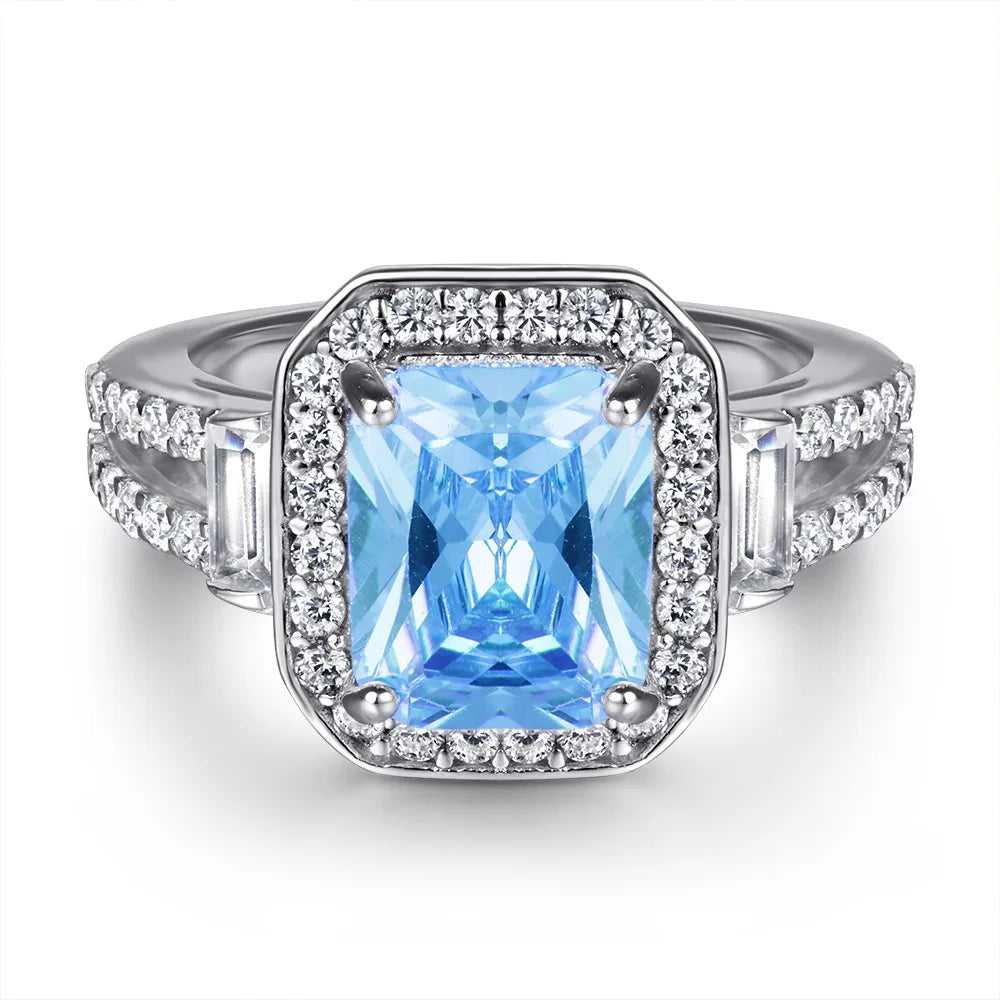 MuShan Jewelry 925 Sterling Silver Rings Bands Engagement Ring 5A Cubic Zirconia Romantic Rings Bands Anniversary  Women Gift