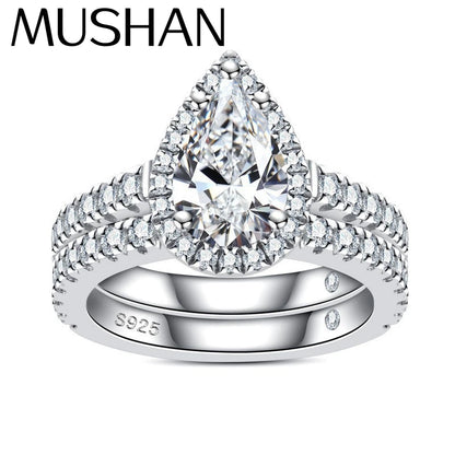 MuShan Designer Jewelry 925 Sterling Silver Ring D Color Moissanite Chic Ring for Friend 18K Real Gold Plated MST Patent Rings
