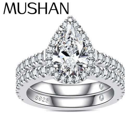 MuShan Designer Jewelry 925 Sterling Silver Ring D Color Moissanite Chic Ring for Friend 18K Real Gold Plated MST Patent Rings