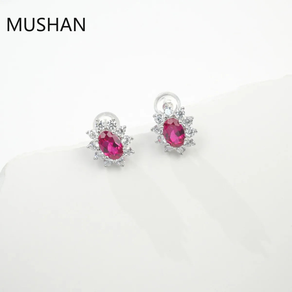 MUSHAN Bijoux de luxe Boucles d'oreilles à tige en argent sterling S925 pour femme, boucles d'oreilles à tige en émeraude cultivée en laboratoire certifiée GRC