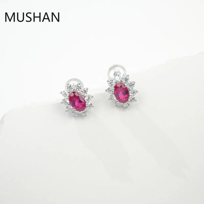 MUSHAN Bijoux de luxe Boucles d'oreilles à tige en argent sterling S925 pour femme, boucles d'oreilles à tige en émeraude cultivée en laboratoire certifiée GRC