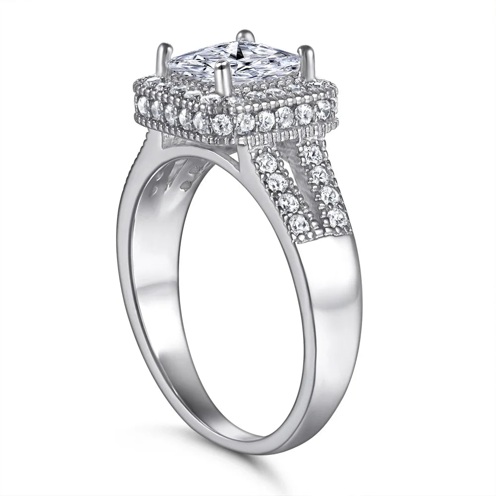MuShan Jewelry 925 Sterling Silver Timeless Engagement Ring 7A Cubic Zirconia Valentine Rings Bands Rings Bands  Women Gift